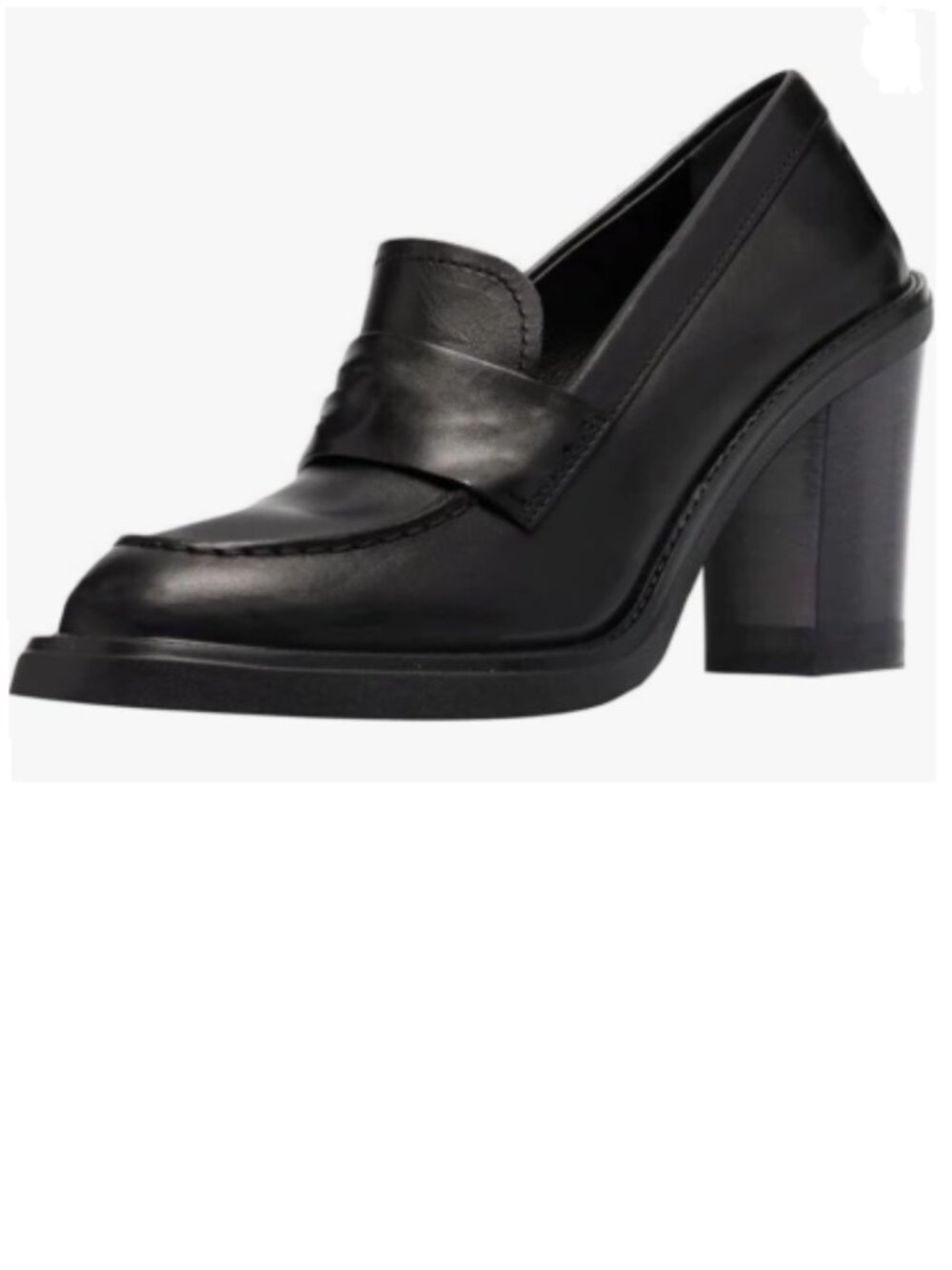 YDN Black Chunky High Heels Round Toe Oxford Loafer Shoes Slip On Office Pump